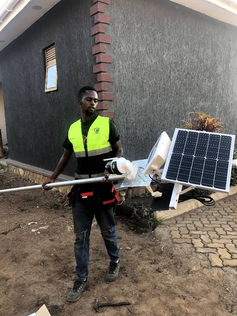 GEP TSS technician with solar-powered CCTV pole